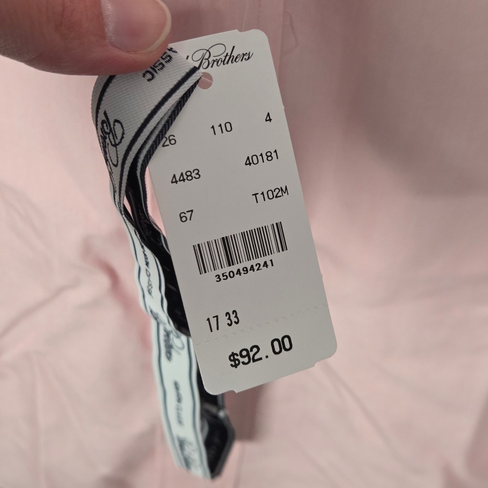 Brooks‎ Brothers NEW Men 17 33 Classic Fit Dress Shirt Pink *Monogrammed* French - Picture 4 of 5